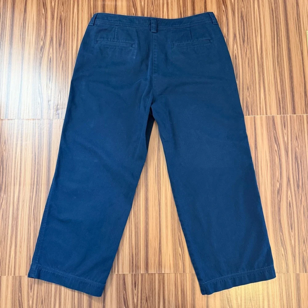 Jones New York Sport‎ Navy Blue Cotton Vintage Capri Pants Drawstring Crop Wide